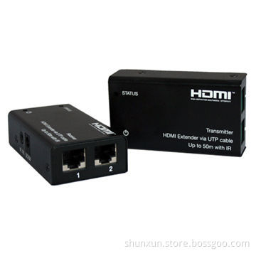 50m HDMI Extender with IR control, Over Dual CAT5 Cable, with Built-in ESD Protection